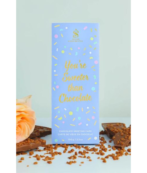 Barre de caramel au chocolat au lait (carte de vœux) ''You're sweeter than chocolate''