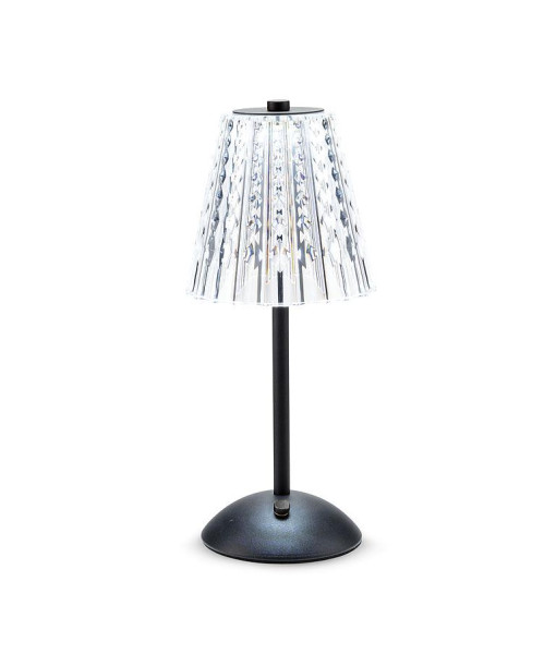 Lampe de table LED à abat-jour en cristal et base noire