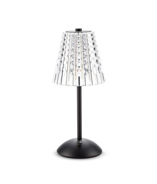Lampe de table LED à abat-jour en cristal et base noire