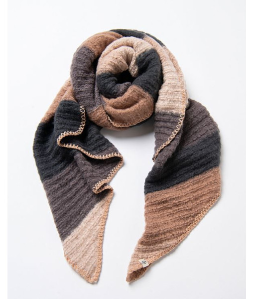 Surkana - Écharpe en tricot rayé - chocolat