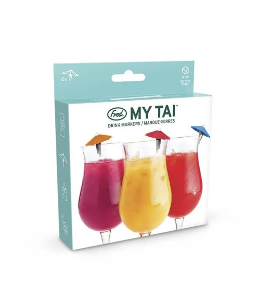 Ensemble de 6 marqueurs à verres parapluie ''My Tai''