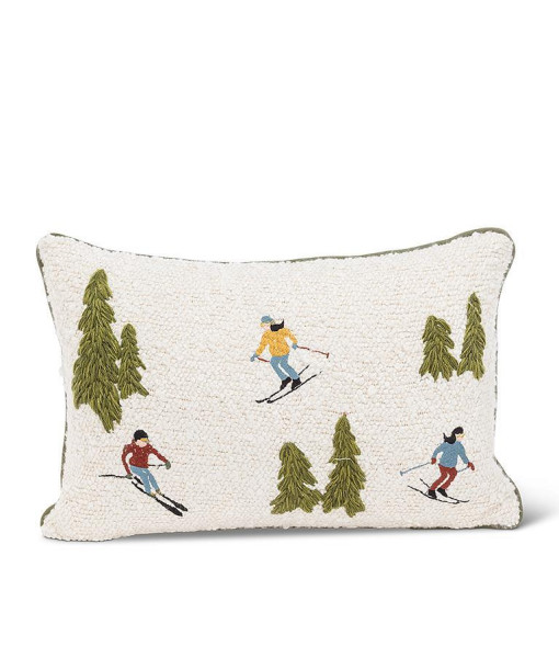 Coussin rectangulaire à motif de ski en bouclette