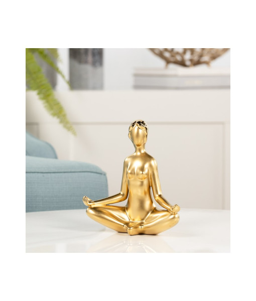 Sculpture en céramique yoga or - Méditation