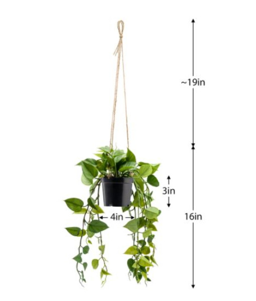 Plante en pot imitation lierre suspendue avec corde en jute