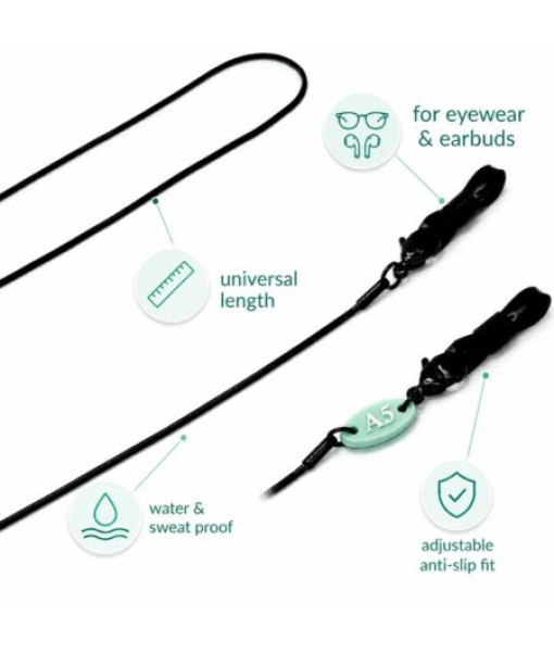A5 — Chaîne à lunettes Classique noir multi-attache