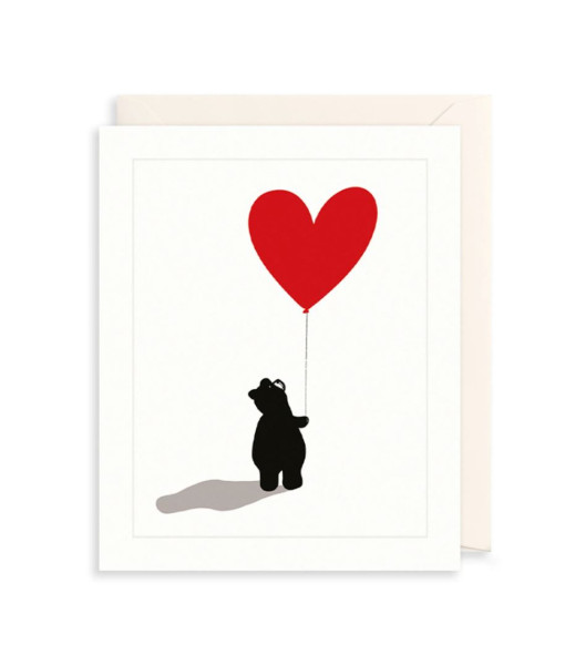 Carte ours et ballon coeur
