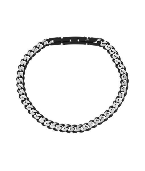 Bracelet noir à maillons cubains et acier 5 mm