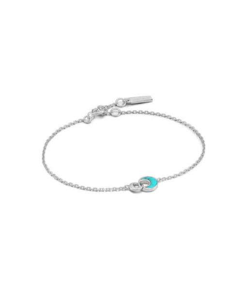Bracelet à maillons argentés ''Tidal Turquoise Crescent''