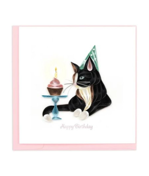 Quillingcard - Carte Chat Anniversaire Papier Roulé