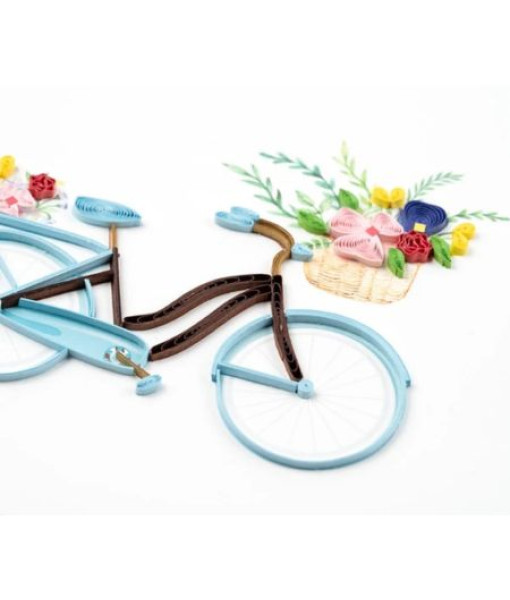 Quillingcard - Carte Vélo avec Panier de Fleurs Papier Roulé