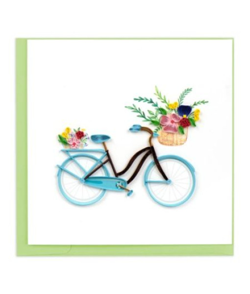 Quillingcard - Carte Vélo avec Panier de Fleurs Papier Roulé