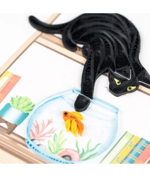 Quillingcard - Carte Chat Papier Roulé