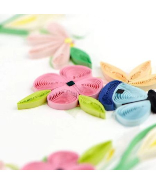 Quillingcard - Carte Coeur Couronne de fleur Papier Roulé