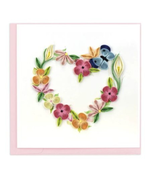 Quillingcard - Carte Coeur Couronne de fleur Papier Roulé