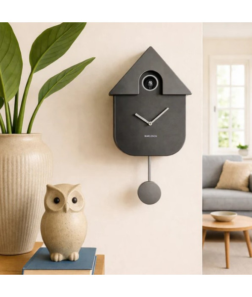 Horloge murale Modern Cuckoo - Gris métallique foncé