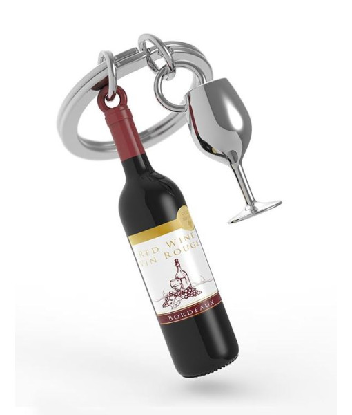 Porte-clés bouteille de vin en alliage de zinc