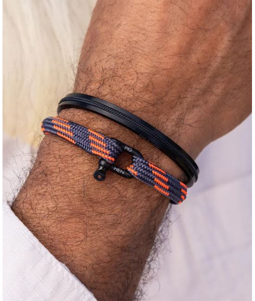 Pig & Hen - Bracelet Vicious Vik - gris ardoise, orange éclatant et noir