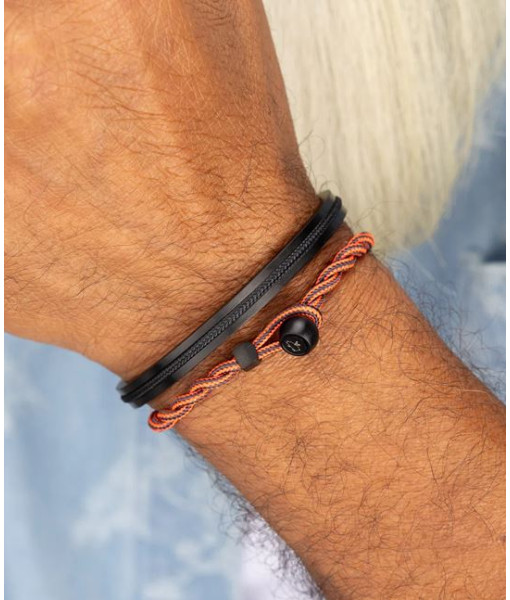 Pig & Hen - Bracelet Easy Ed - orange radieux, gris ardoise et noir