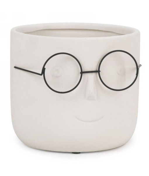 Pot blanc avec lunettes