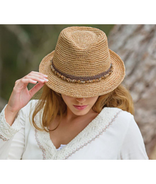Chapeau Tahiti bordure taupe